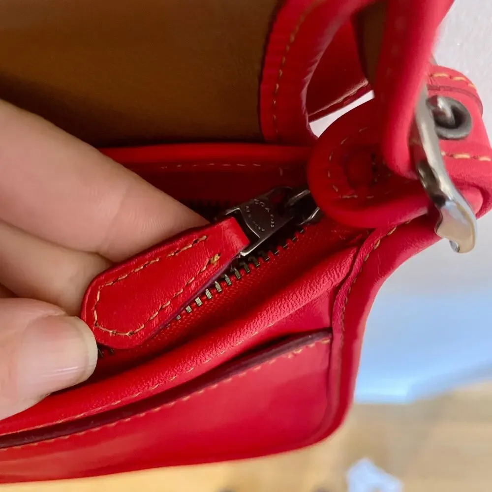 Coach x Disney Red Leather Patricia Saddle Bag Crossbody Mickey Ears